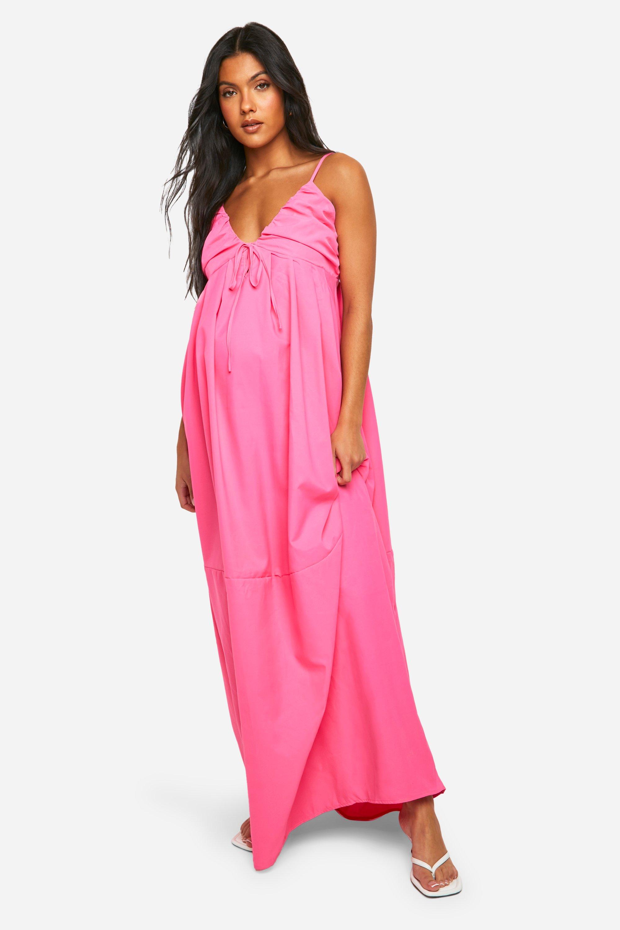 Maternity Linen Look Strappy Maxi Dress boohoo UK